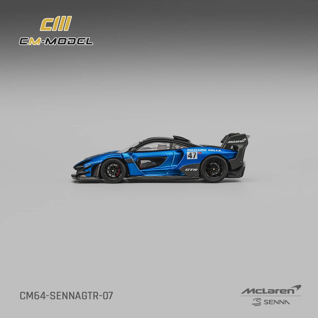 CM Model 1/64 McLaren Senna GTR Metallic Blue 47# Livery – Black