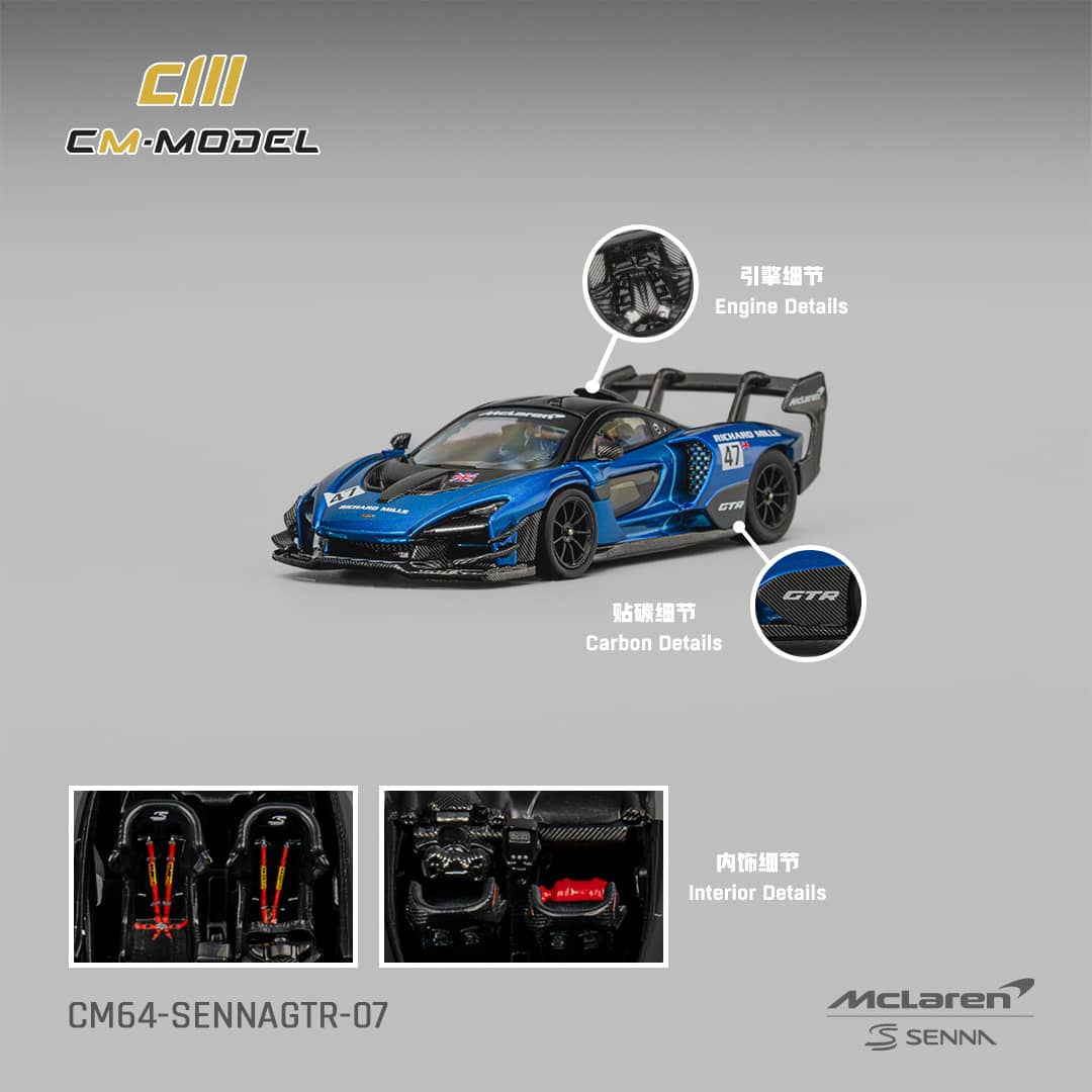 [ETA:  Mar 2026 ] CM Model 1/64 McLaren Senna GTR Metallic Blue 47# Livery