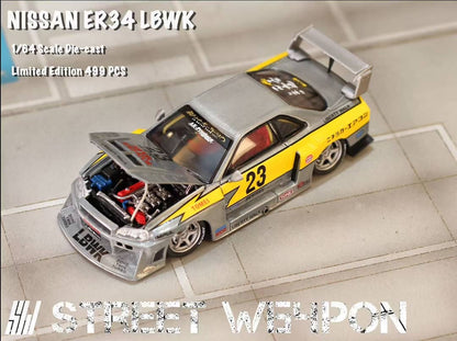 [ETA:  Feb 2026 ] Street Weapon 1/64 Skyline GT-R R34 LB Super Silhouette ER34 Raw Lightning 23# Livery