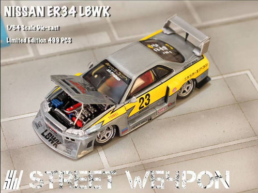 [ETA:  Feb 2026 ] Street Weapon 1/64 Skyline GT-R R34 LB Super Silhouette ER34 Raw Lightning 23# Livery