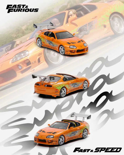 Fast Speed 1/64 Supra A80 Targa Bomex Modified FNF Orange Livery Removable-Top