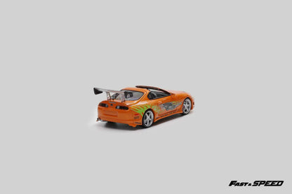 Fast Speed 1/64 Supra A80 Targa Bomex Modified FNF Orange Livery Removable-Top