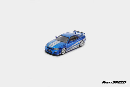 Fast Speed 1/64 Skyline GT-R R34 Nismo Z-Tune Blue with Silver Stripe
