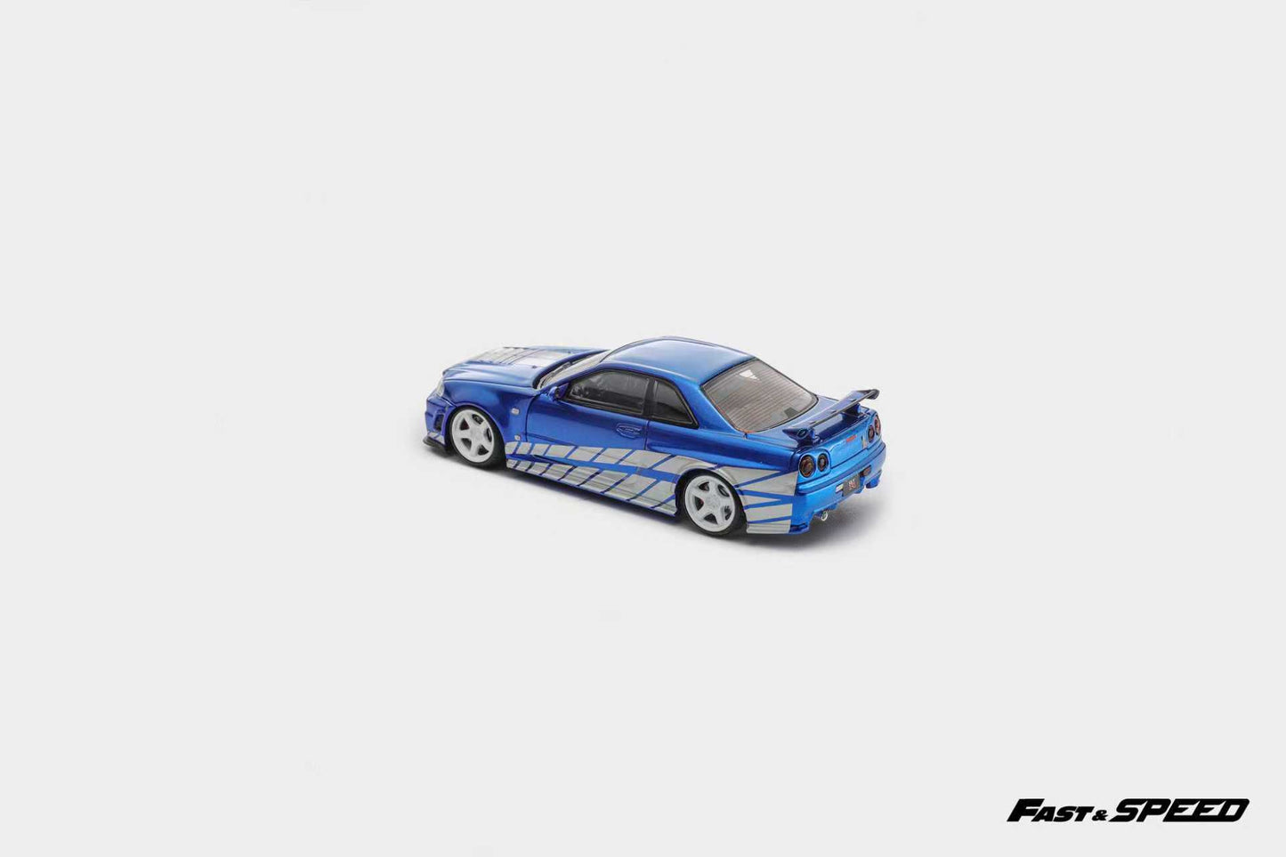 Fast Speed 1/64 Skyline GT-R R34 Nismo Z-Tune Blue with Silver Stripe