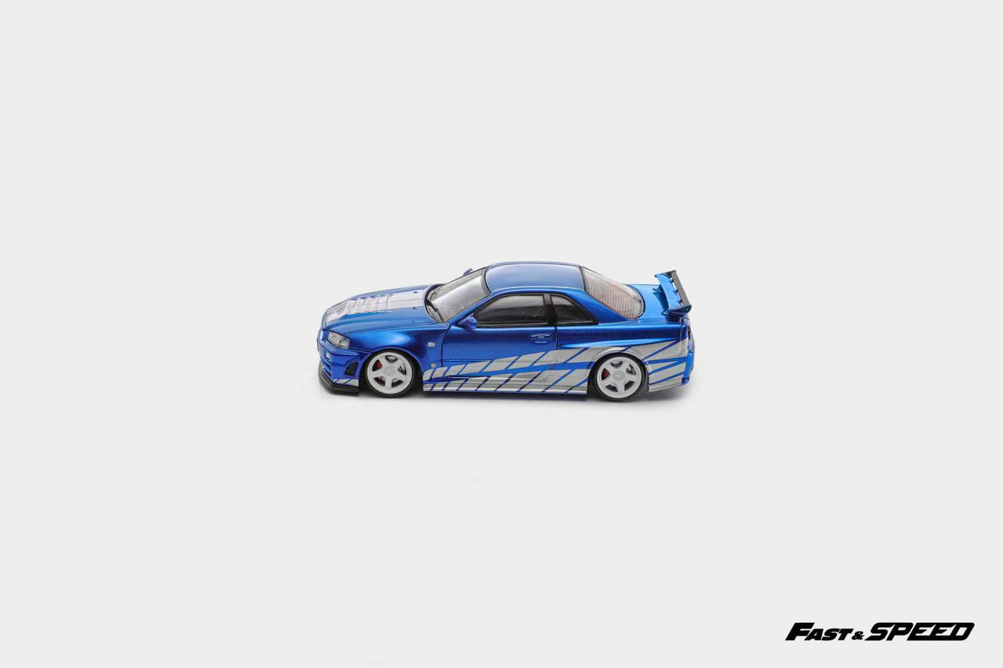Fast Speed 1/64 Skyline GT-R R34 Nismo Z-Tune Blue with Silver Stripe
