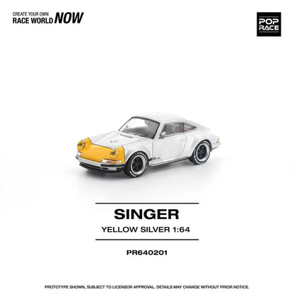 [ETA:  May 2026 ] Pop Race 1/64 Singer 911 964 Coupe Silver-Yellow