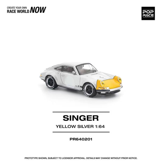 [ETA:  May 2026 ] Pop Race 1/64 Singer 911 964 Coupe Silver-Yellow