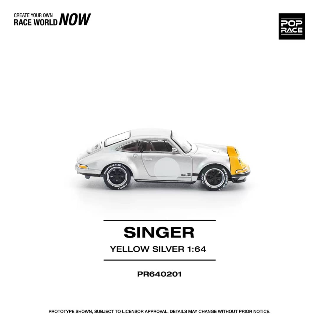 [ETA:  May 2026 ] Pop Race 1/64 Singer 911 964 Coupe Silver-Yellow