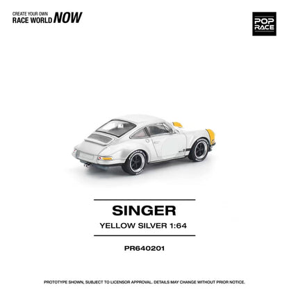 [ETA:  May 2026 ] Pop Race 1/64 Singer 911 964 Coupe Silver-Yellow