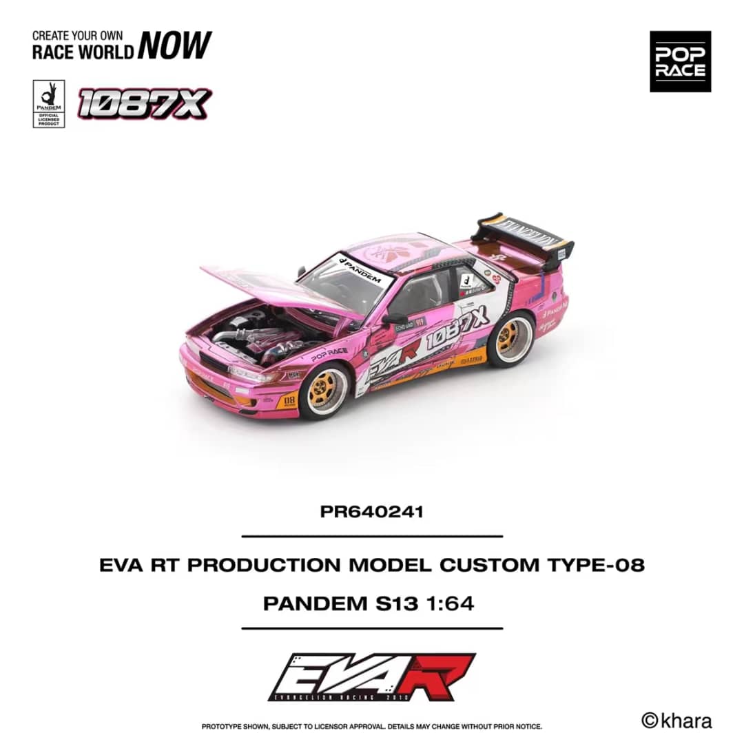 [ETA:  May 2026 ] Pop Race 1/64 S13 Silvia Pandem Rocket Bunny - EVA Pink-White