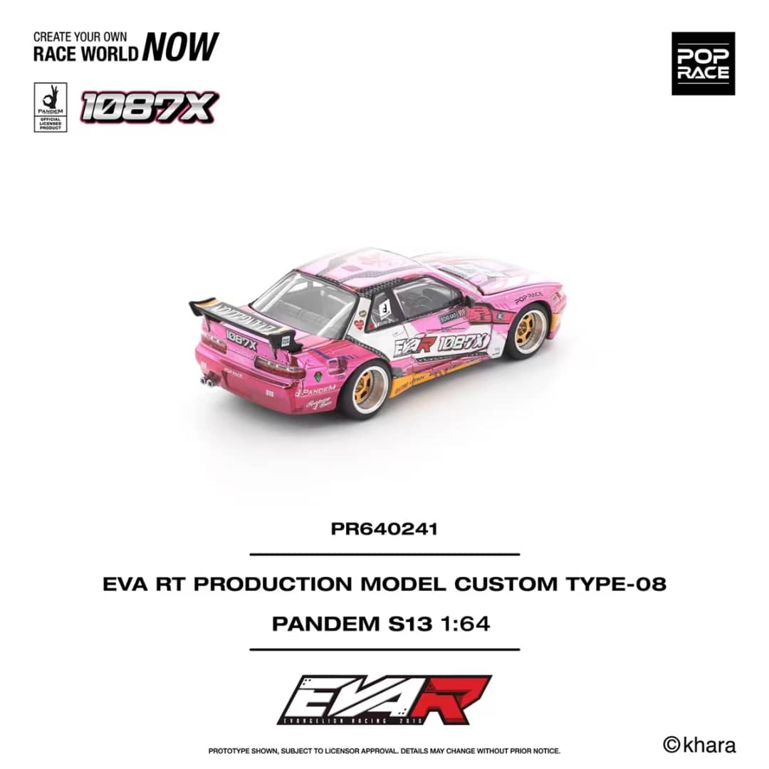 [ETA:  May 2026 ] Pop Race 1/64 S13 Silvia Pandem Rocket Bunny - EVA Pink-White