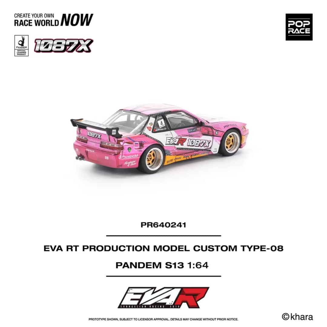 [ETA:  May 2026 ] Pop Race 1/64 S13 Silvia Pandem Rocket Bunny - EVA Pink-White