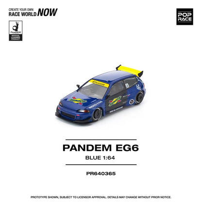 [ETA:  May 2026 ] Pop Race 1/64 Pandem Civic EG6 Rocket Bunny Modified - Blue Sunoco