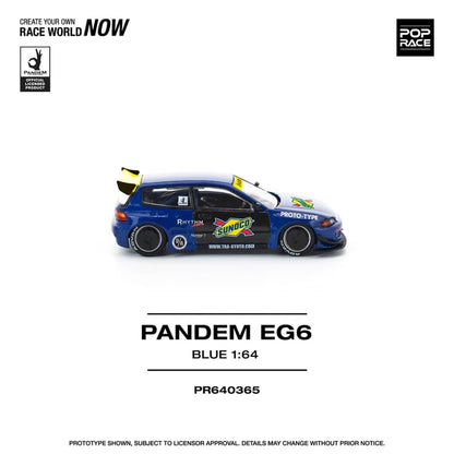 [ETA:  May 2026 ] Pop Race 1/64 Pandem Civic EG6 Rocket Bunny Modified - Blue Sunoco