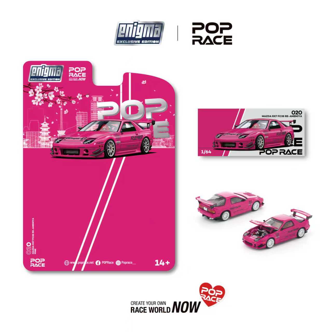 [ETA:  May 2026 ] Enigma x Pop Race 1/64 RX-7 FC3S RE Amemiya Modified Pink
