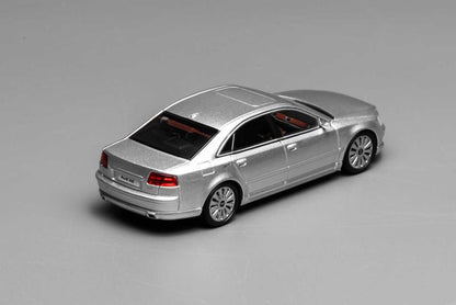 [ETA:  Apr 2026 ] Motorhelix 1/64 Audi A8 Mk2 D3 Facelift 2008  - Ice Silver Metallic