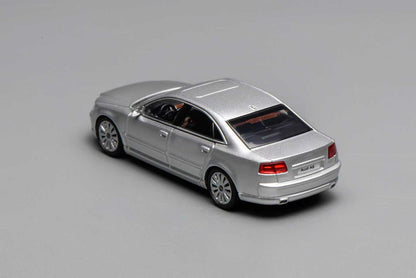 [ETA:  Apr 2026 ] Motorhelix 1/64 Audi A8 Mk2 D3 Facelift 2008  - Ice Silver Metallic