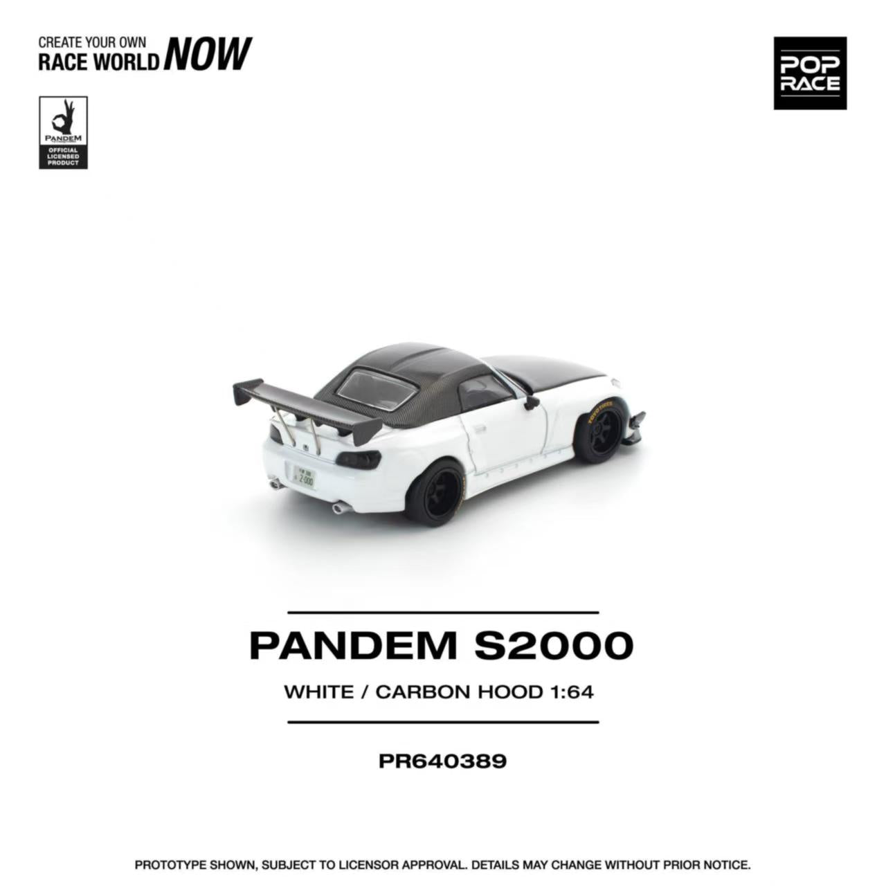 [ETA:  May 2026 ] Pop Race 1/64 S2000 AP1 Pandem Rocket Bunny Customized White Carbon Hood
