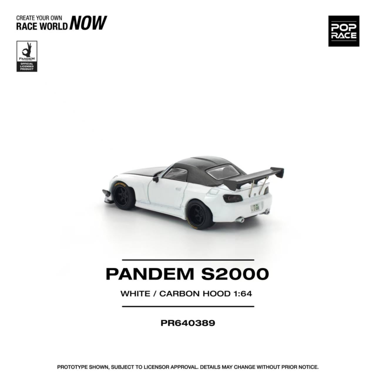[ETA:  May 2026 ] Pop Race 1/64 S2000 AP1 Pandem Rocket Bunny Customized White Carbon Hood