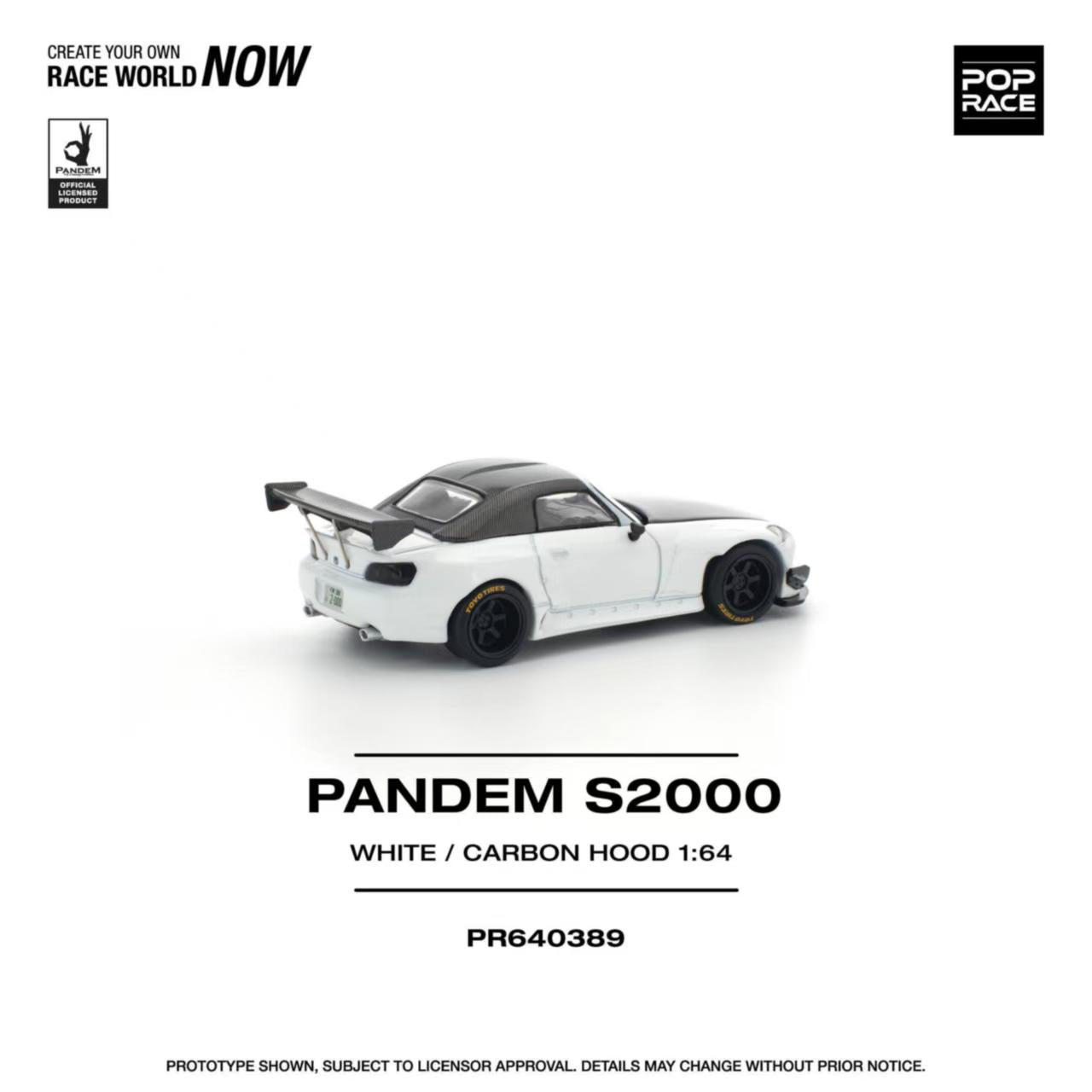[ETA:  May 2026 ] Pop Race 1/64 S2000 AP1 Pandem Rocket Bunny Customized White Carbon Hood