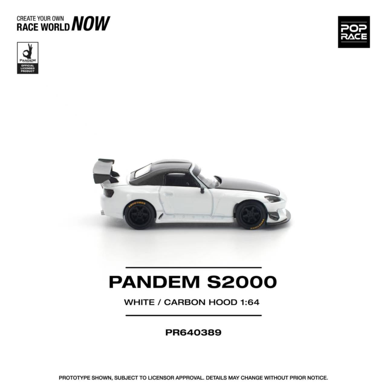 [ETA:  May 2026 ] Pop Race 1/64 S2000 AP1 Pandem Rocket Bunny Customized White Carbon Hood