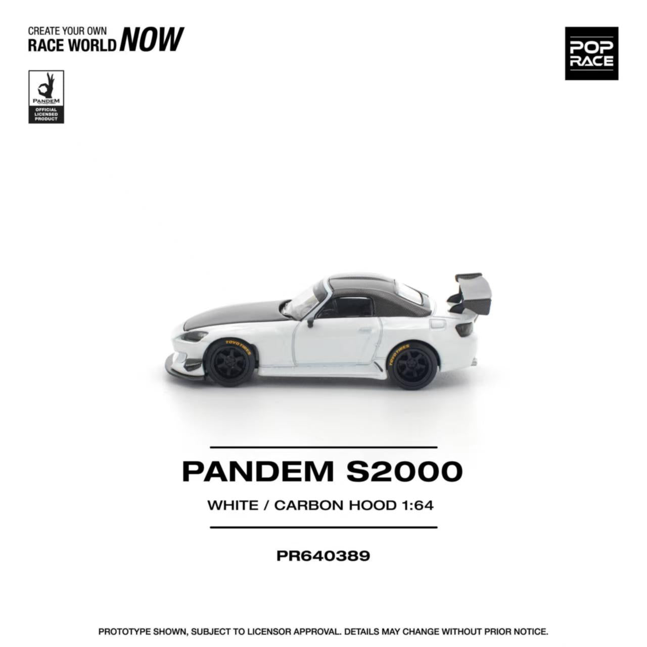 [ETA:  May 2026 ] Pop Race 1/64 S2000 AP1 Pandem Rocket Bunny Customized White Carbon Hood