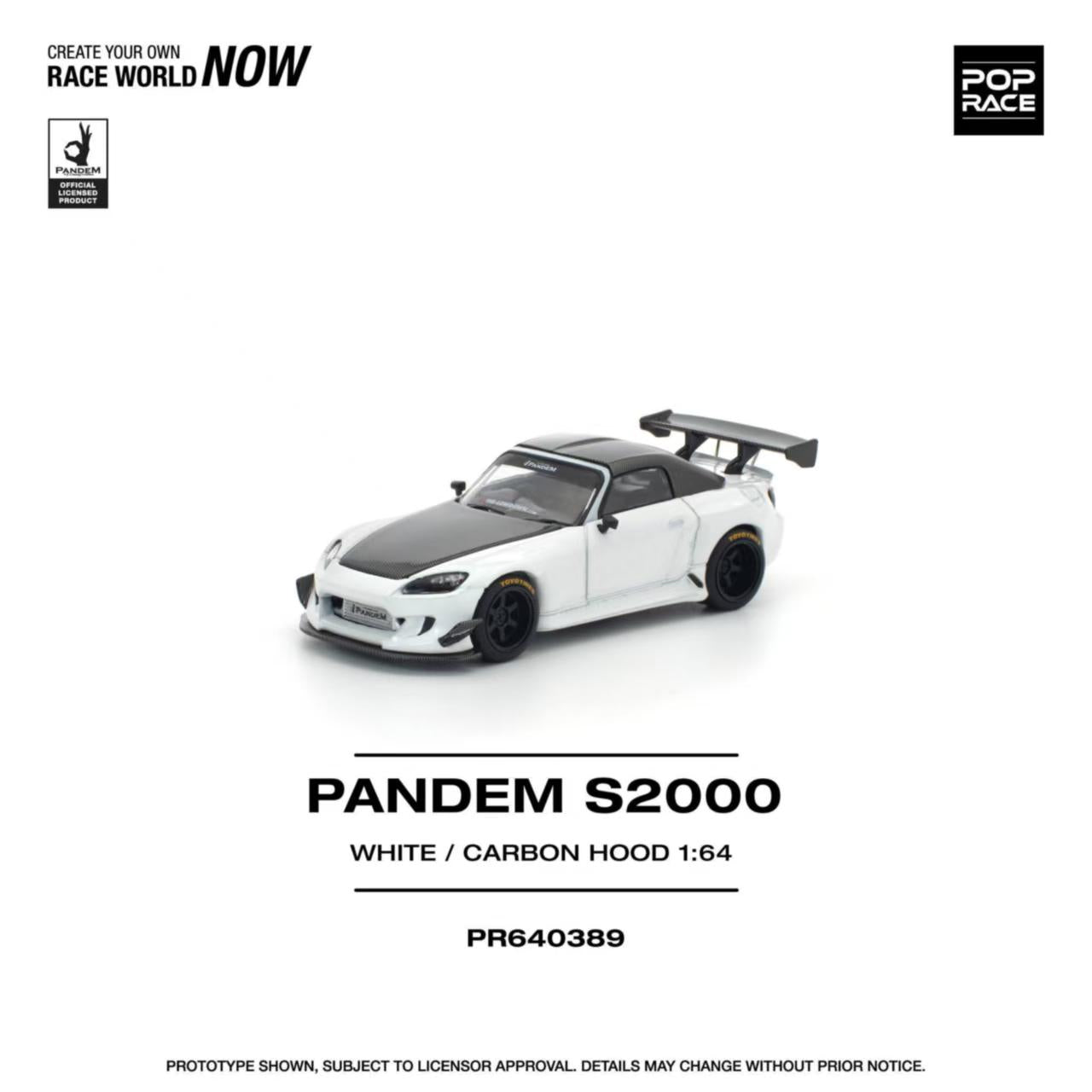 [ETA:  May 2026 ] Pop Race 1/64 S2000 AP1 Pandem Rocket Bunny Customized White Carbon Hood
