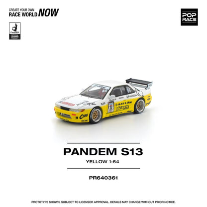 [ETA:  May 2026 ] Pop Race 1/64 S13 Silvia Pandem Rocket Bunny Yellow-White