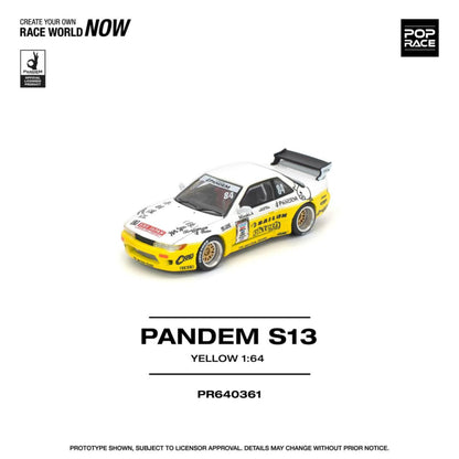 [ETA:  May 2026 ] Pop Race 1/64 S13 Silvia Pandem Rocket Bunny Yellow-White