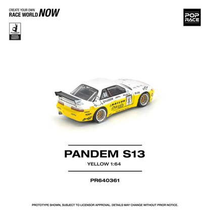 [ETA:  May 2026 ] Pop Race 1/64 S13 Silvia Pandem Rocket Bunny Yellow-White