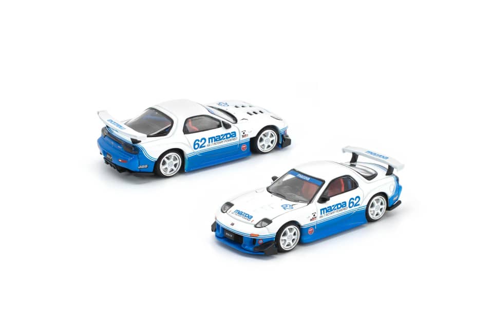 [ETA:  Aug 2026 ] Enigma x Pop Race 1:64 Diecast Model 1/64 RX-7 FC3S RE Amemiya Modified White-Blue 62# Livery 
Blister Card Version