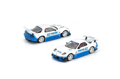 [ETA:  Aug 2026 ] Enigma x Pop Race 1:64 Diecast Model 1/64 RX-7 FC3S RE Amemiya Modified White-Blue 62# Livery 
Blister Card Version