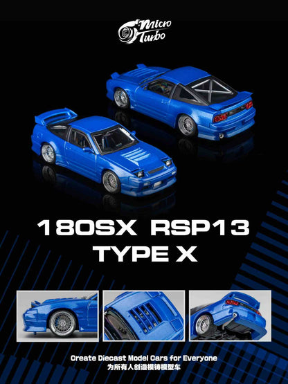 [ETA:  Feb 2026 ] Microturbo 1/64 S13 Silvia 180SX Type X Modified Metallic Blue