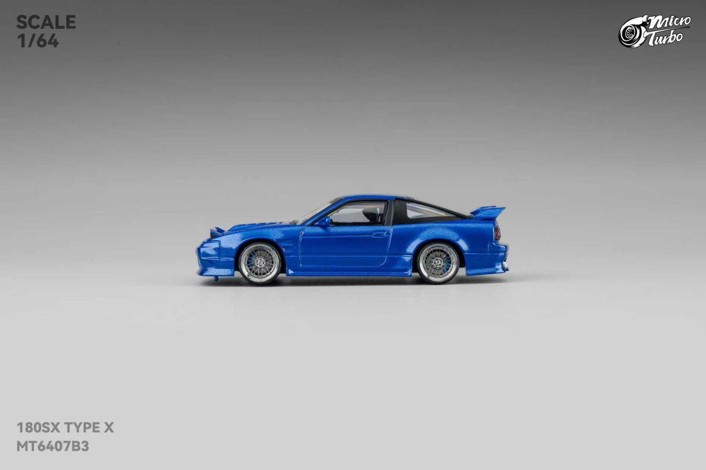[ETA:  Feb 2026 ] Microturbo 1/64 S13 Silvia 180SX Type X Modified Metallic Blue