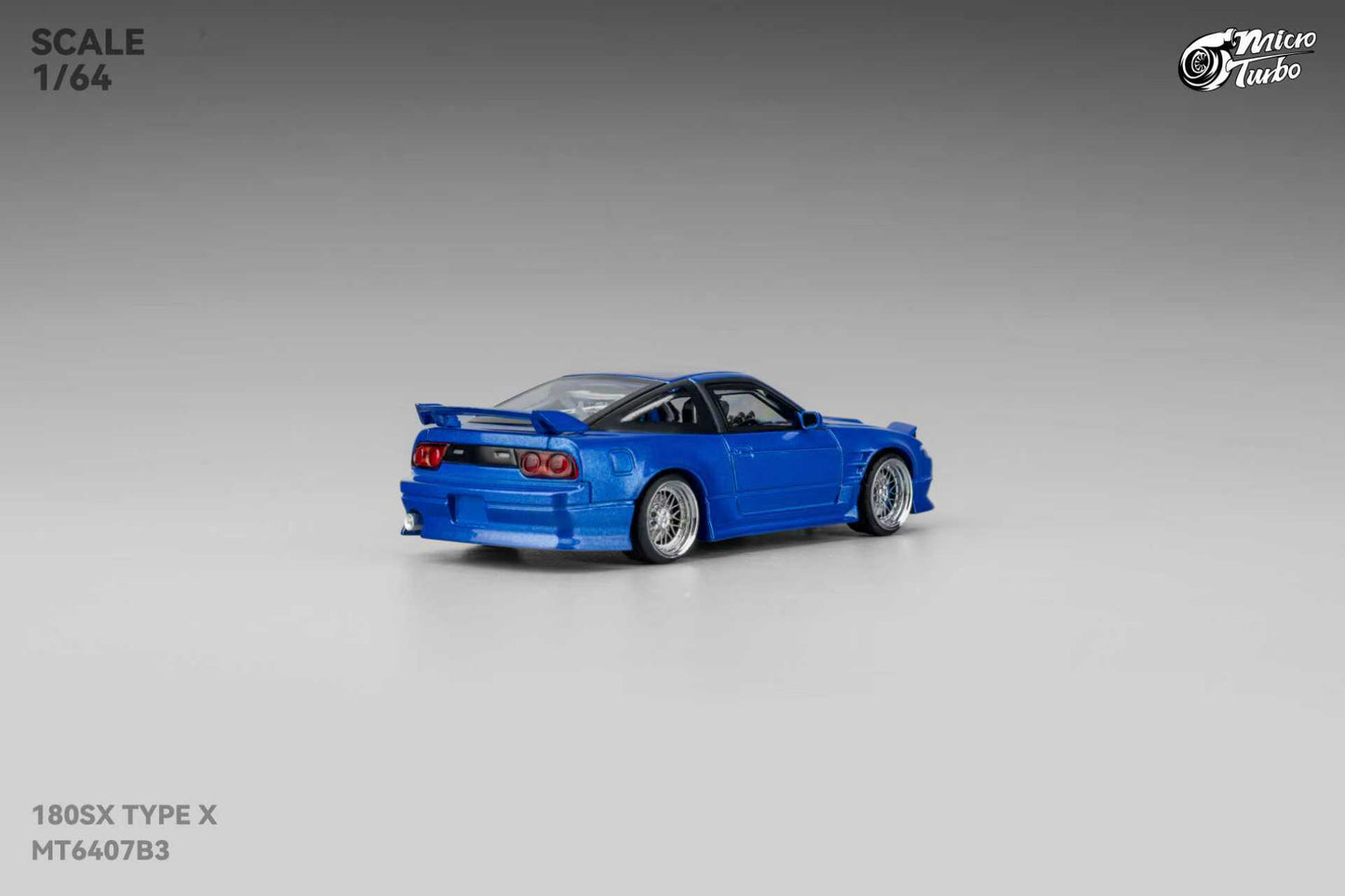 [ETA:  Feb 2026 ] Microturbo 1/64 S13 Silvia 180SX Type X Modified Metallic Blue