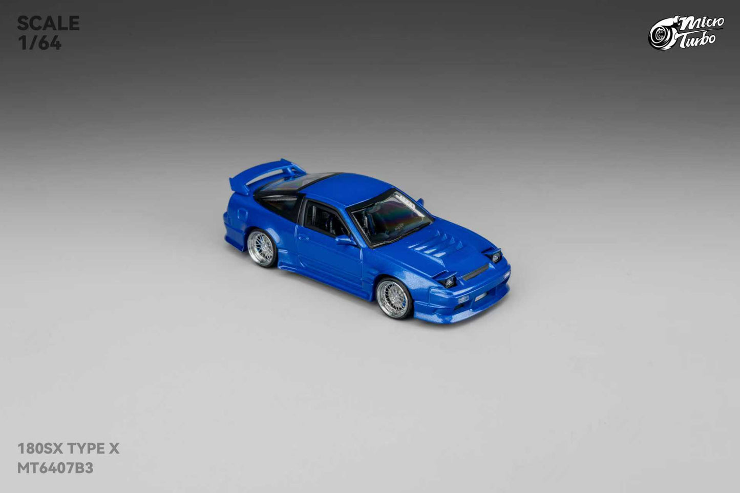 [ETA:  Feb 2026 ] Microturbo 1/64 S13 Silvia 180SX Type X Modified Metallic Blue