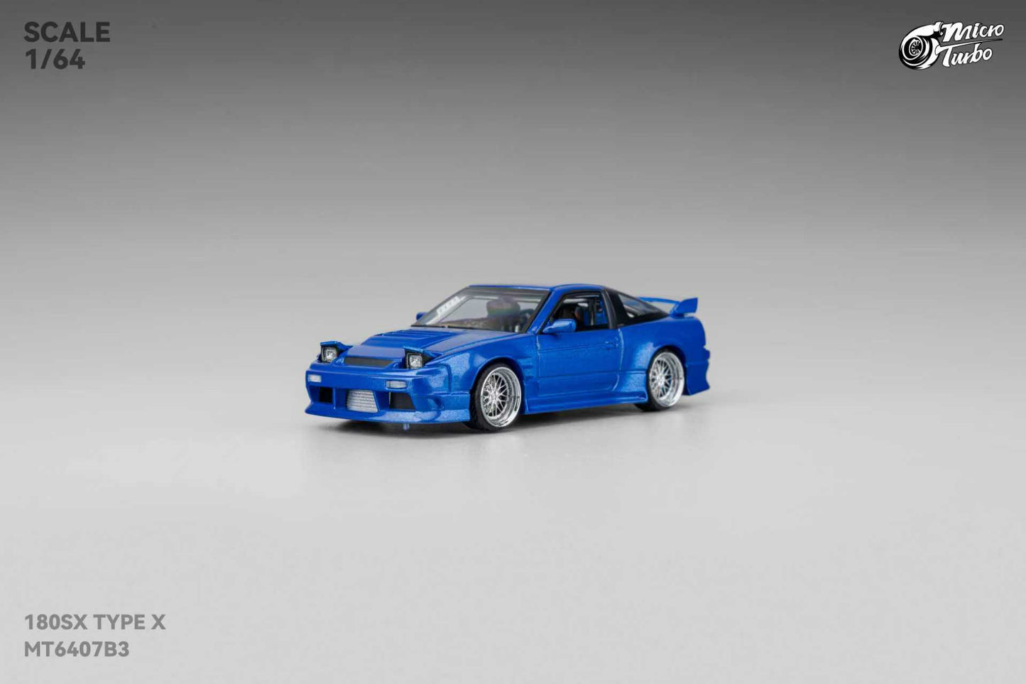 [ETA:  Feb 2026 ] Microturbo 1/64 S13 Silvia 180SX Type X Modified Metallic Blue