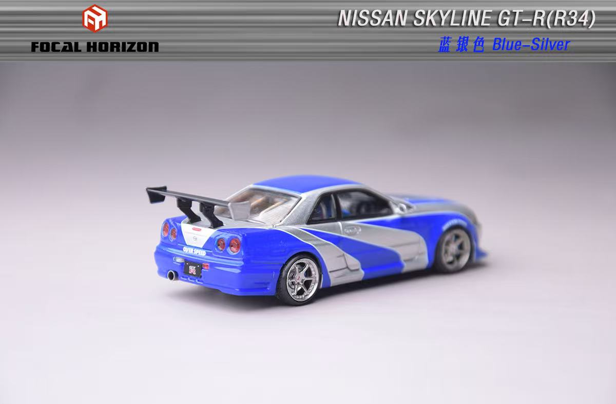 [ETA:  Feb 2026 ] Focal Horizon 1/64 Skyline GT-R R34 C-West Customized NFS Silver Blue Livery