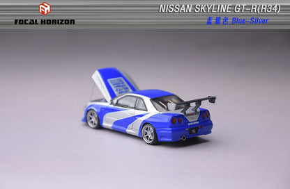 [ETA:  Feb 2026 ] Focal Horizon 1/64 Skyline GT-R R34 C-West Customized NFS Silver Blue Livery