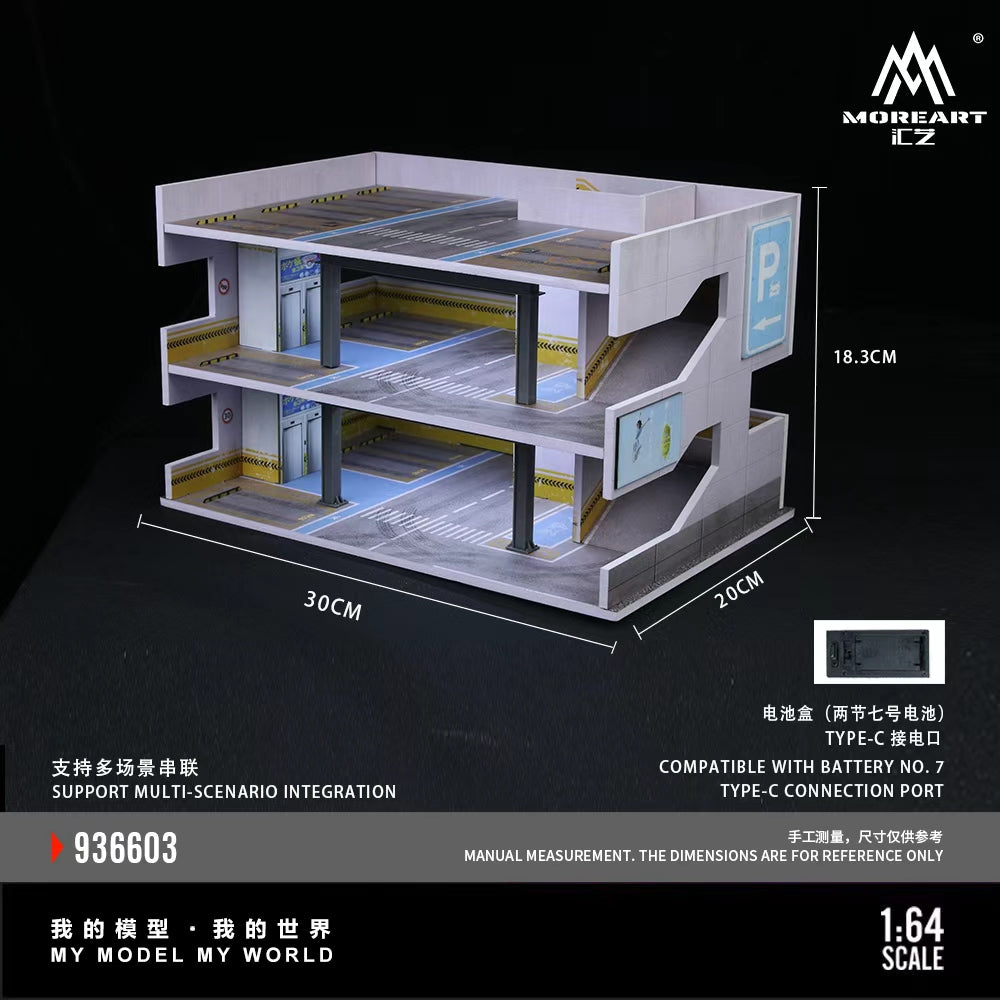 [ETA:  Apr 2026 ] MoreArt 1/64 C Type Japanese Parking Garage Theme with LED Light Size: 30 x 20 x 20.7cm