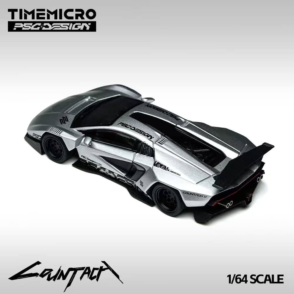 [ETA:  Feb 2026 ] Time Micro x PSC Design 1/64 PSC Design Concept Countach LPI800-4 "V" Ver. Mechanic Silver Livery