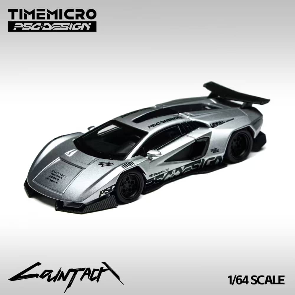 [ETA:  Feb 2026 ] Time Micro x PSC Design 1/64 PSC Design Concept Countach LPI800-4 "V" Ver. Mechanic Silver Livery