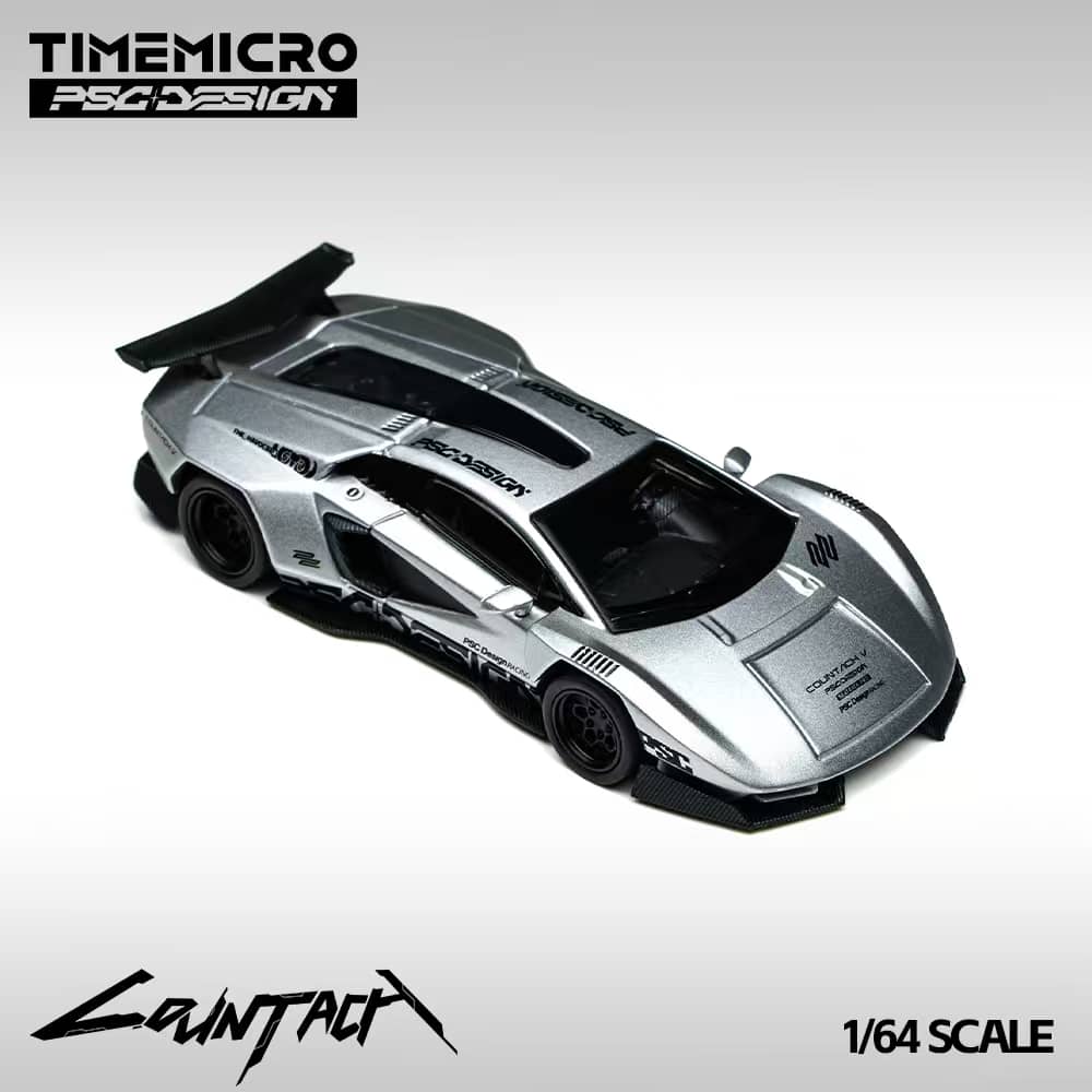 [ETA:  Feb 2026 ] Time Micro x PSC Design 1/64 PSC Design Concept Countach LPI800-4 "V" Ver. Mechanic Silver Livery