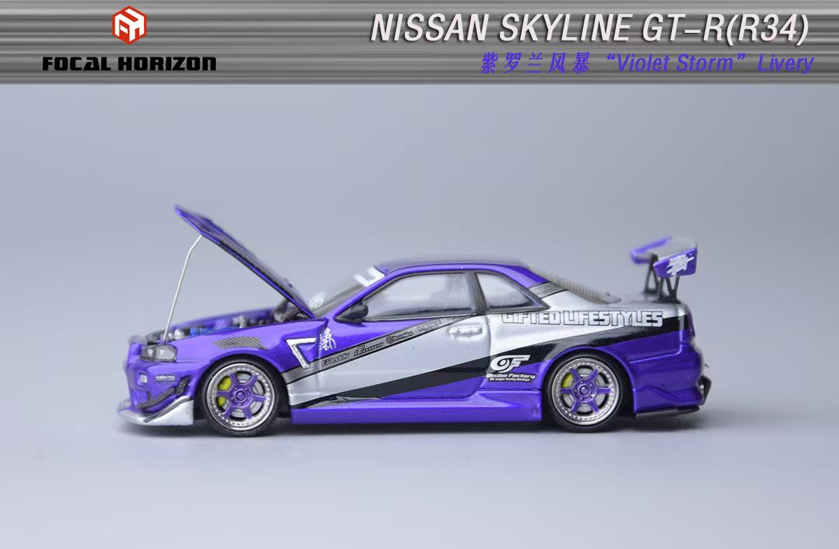 [ETA:  Apr 2026 ] Focal Horizon 1/64 Skyline GT-R R34 Ryohe's Gifted Customized - Violet Storm Livery