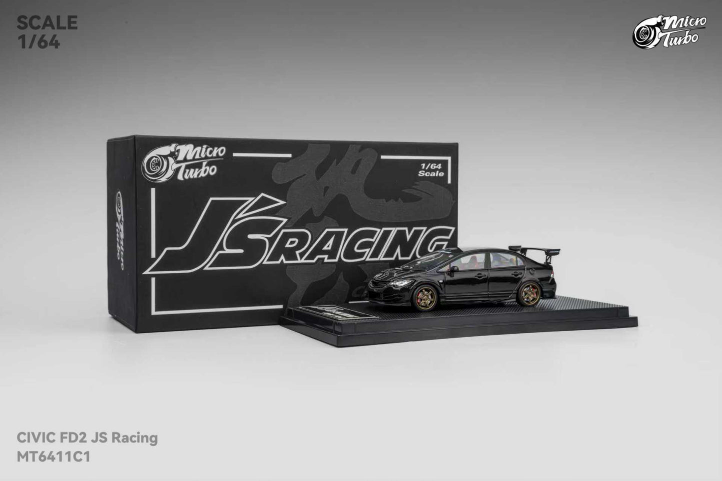 [ETA:  Mar 2026 ] Microturbo 1/64 Civic FD2 J's Racing Modified Metallic Black Color