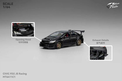 [ETA:  Mar 2026 ] Microturbo 1/64 Civic FD2 J's Racing Modified Metallic Black Color
