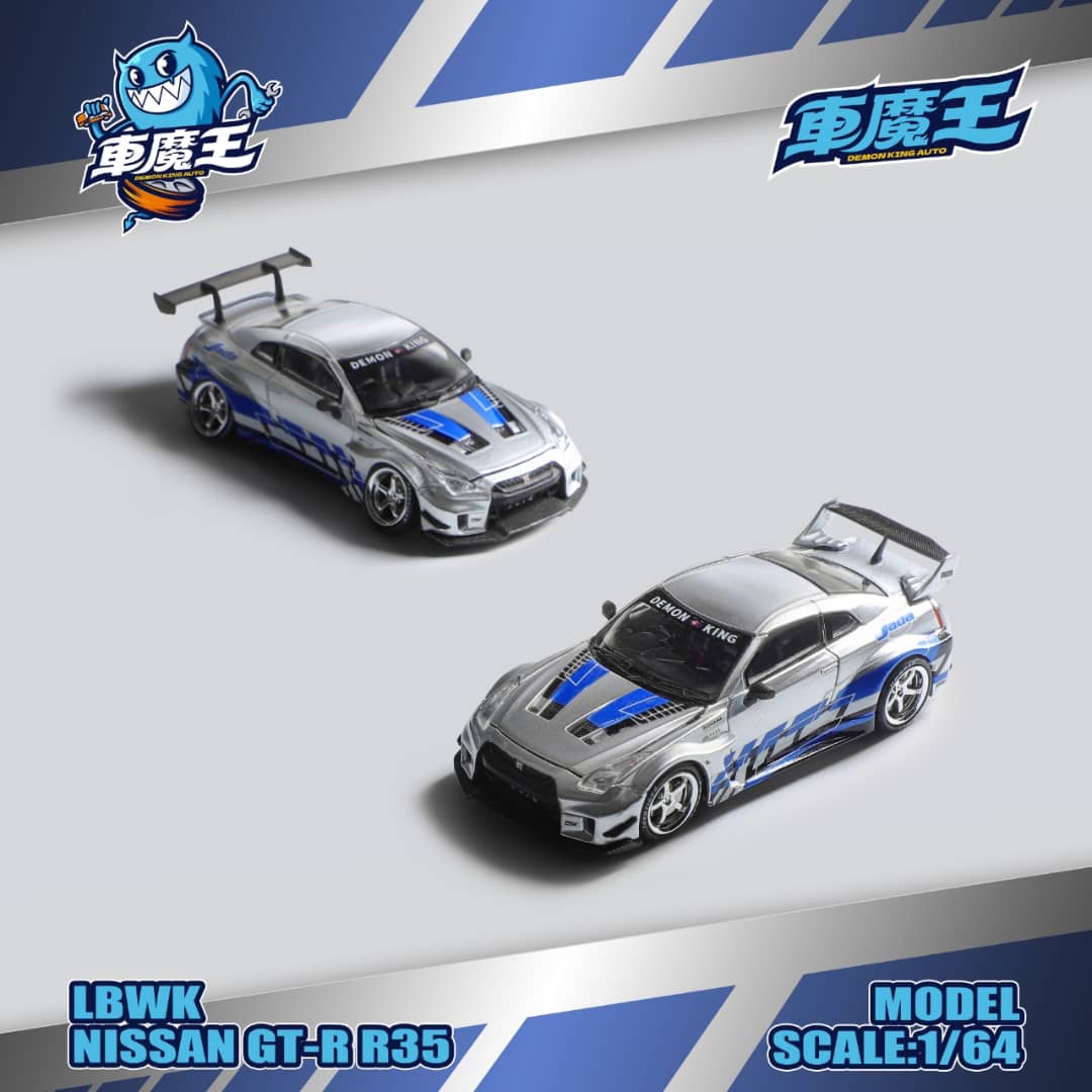 [ETA:  May 2026 ] Demon King Auto 1/64 LBWK GT-R R35 - FnF Silver Blue