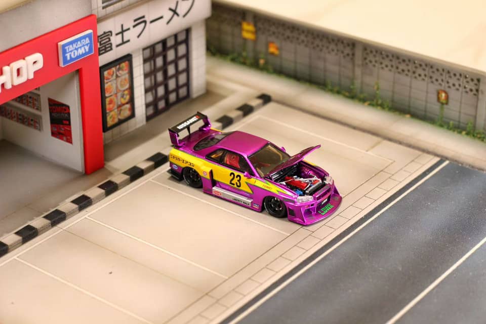 [ETA:  Jun 2026 ] Street Weapon 1/64 Skyline GT-R R34 LB Super Silhouette ER34 - Chrome Purple Lightning 23#