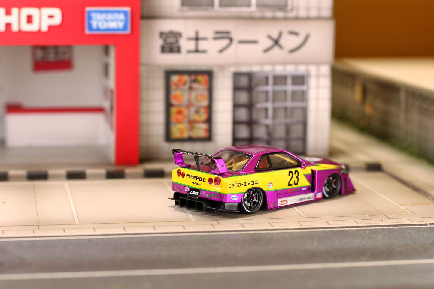 [ETA:  Jun 2026 ] Street Weapon 1/64 Skyline GT-R R34 LB Super Silhouette ER34 - Chrome Purple Lightning 23#