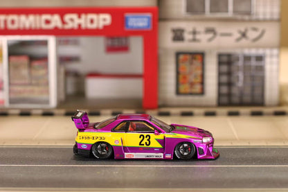 [ETA:  Jun 2026 ] Street Weapon 1/64 Skyline GT-R R34 LB Super Silhouette ER34 - Chrome Purple Lightning 23#